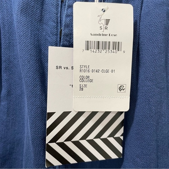 NWT Free People x Sandrine Rose Blue Cotton Linen Wide Leg Buckle Pants Size 28 - Picture 6 of 14